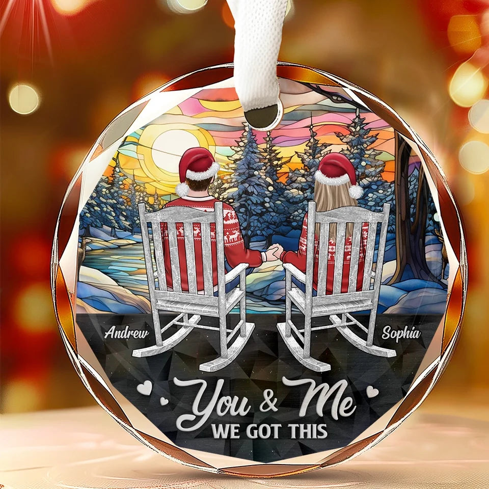 You Make Every Day Feel Like Christmas - Couple Personalized Custom Circle Glass Ornament - Christmas Gift For Husband Wife, Anniversary