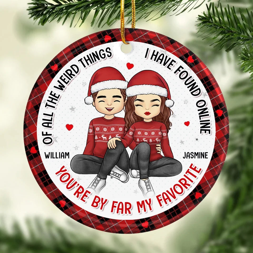 You're On My List - Couple Personalized Custom Ornament - Ceramic Round Shaped - Christmas Gift For Husband Wife, Anniversary